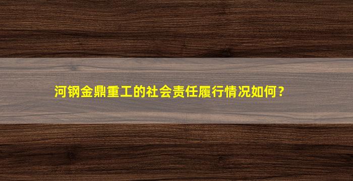 河钢金鼎重工的社会责任履行情况如何？