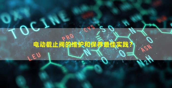 电动截止阀的维护和保养最佳实践？