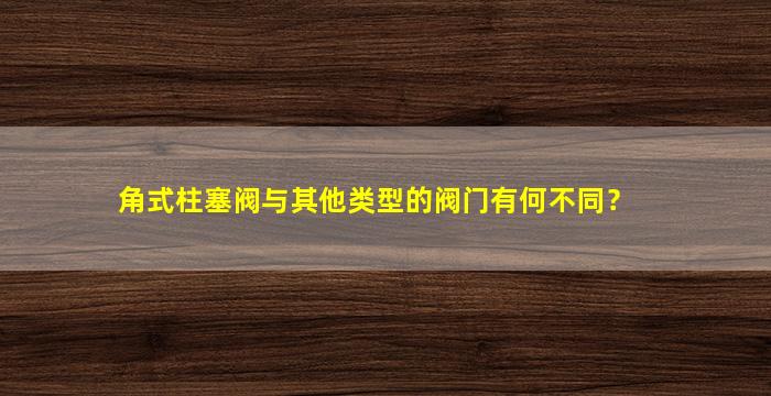 角式柱塞阀与其他类型的阀门有何不同？