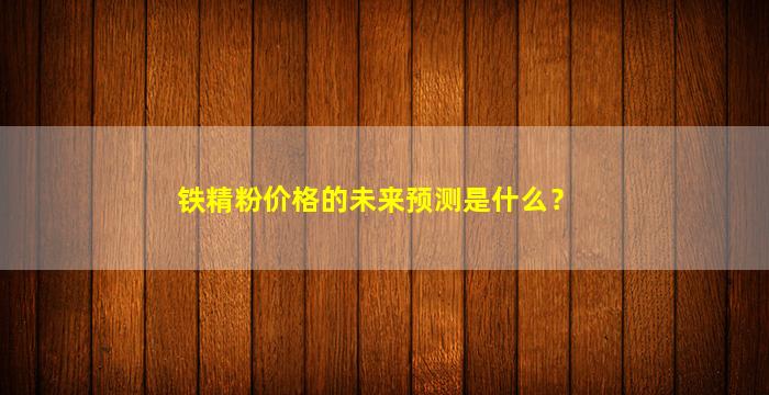 铁精粉价格的未来预测是什么？